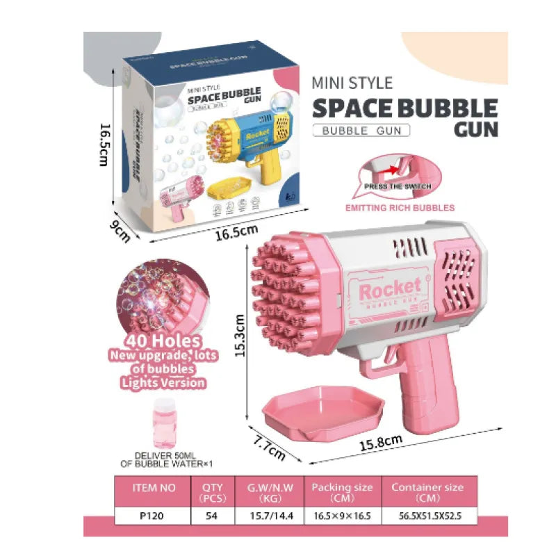 Automatic Soap Bubble Gun Rocket 69 Holes